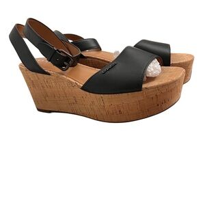 Coach Black Wedge Sandals Size 9